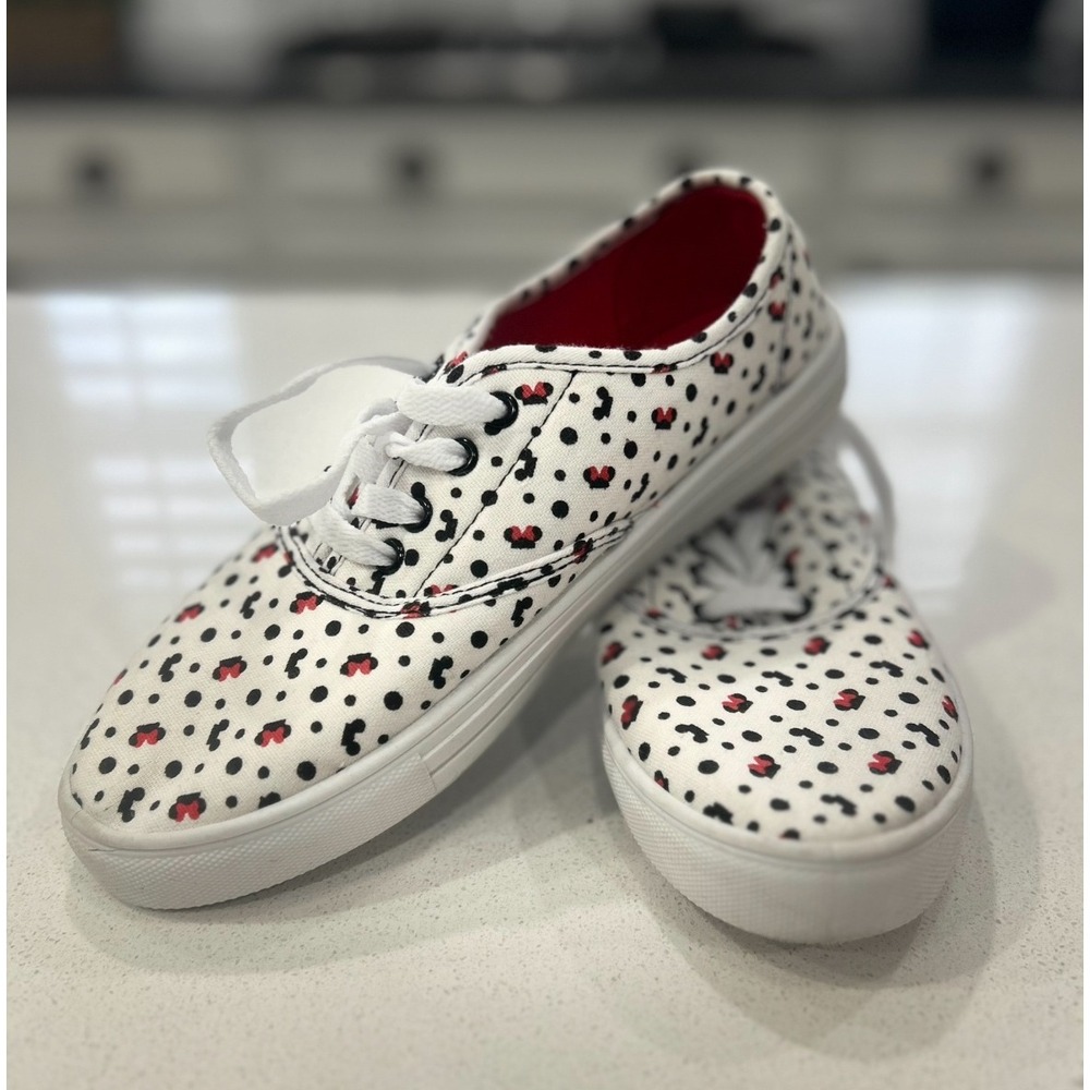 Disney Womens Size 7 Canvas Sneakers White Black Red Polka Dot Mouse Ears